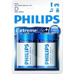 Philips Батерии Philips Ultra Alkaline LR20 D, ExtremeLife+, 2 броя (LR20E2B/10)