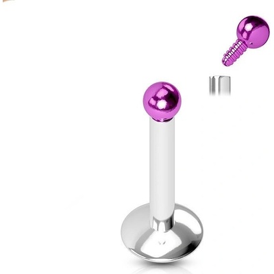 Šperky4U piercing do brady fialová kulička LB01082A-1206