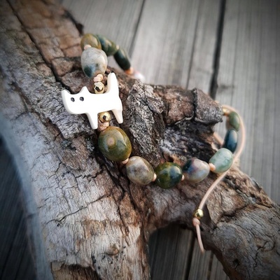 Katyba náramky Ocean Jasper and Pearl Cat 0314