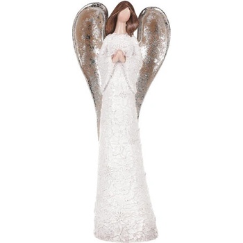 Anjel Strážny so zopnutými rukami biela polyresin 11 x 25 x 6 cm