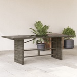 vidaXL Градинска маса със стъклен плот сива 190x80x74 см полиратан (365306)