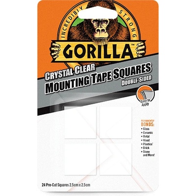 Gorilla Glue Mounting Tape Squares Oboustranná lepicí páska 2,5 cm x 2,5 cm 24 ks průhledná