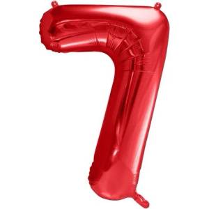 Party Deco Фолиев Балон Цифра в Червено - 86 см - 7 (fb1m-7-007)