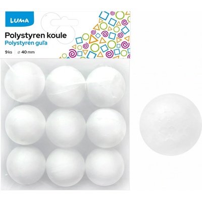 Polystyren Luma, Koule 40mm, 9ks v balení