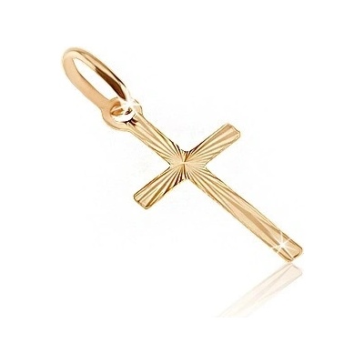 Šperky Eshop Zlatý přívěsek kříž s prodlouženým ramenem a členitým povrchem S2GG07.16