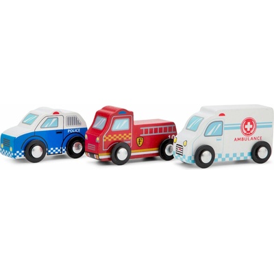 New Classic Toys Sada dřevěných mini záchranářských vozidel 3 ks