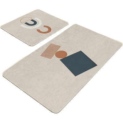 Mila Home Бежови кадифени постелки за баня в комплект от 2 бр. 60x100 cm Geometry Shapes - Mila Home (Bathmat-2li-Set209)