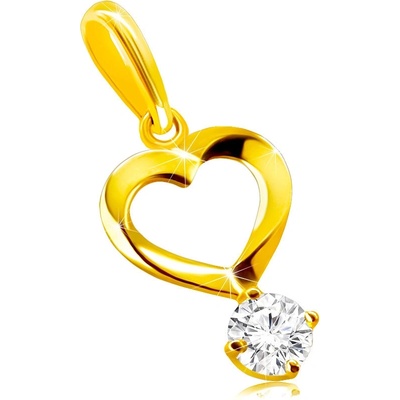 Šperky Eshop Diamantový přívěsek ze žlutého zlata motiv srdce se zatočenými liniemi, briliant S3BT506.60