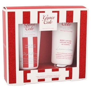 Grace Cole Frosted Cherry & Vanilla Perfect Pamper sprchový gel Uplifting 50 ml + tělové mléko Luxurious 50 ml dárková sada