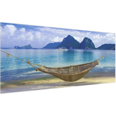 Obraz houpací sítě na pláži 2, jednodílný 120x50 cm – Zbozi.Blesk.cz