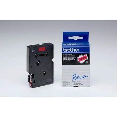 Brother TC-491 етикетна лента Черен на червен фон (TC491) (TC491)