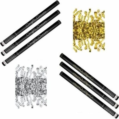 Párty konfety Sada 6 ks, 80 cm, zlaté stříbrné stužky hoblinky metalické 8595596318568