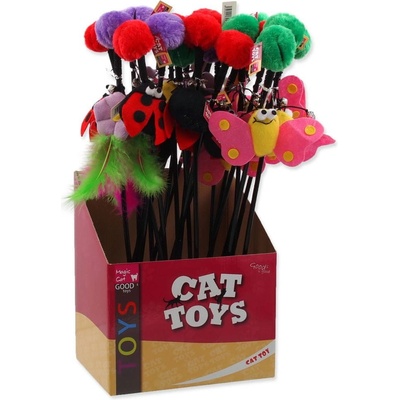 Magic Cat prut s bambulí a hračkou mix 6 cm + 45 cm 24 ks