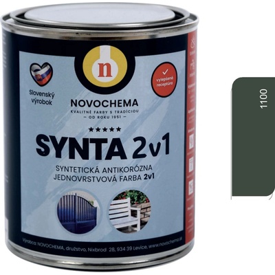 NOVOCHEMA SYNTA 2v1 syntetická antikorozní jednovrstvá barva 2v1 10 kg 1100 Tmavě šedá