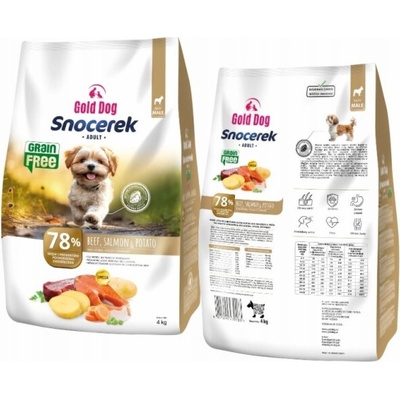 Gold Dog Snocerek Grain Free Small breeds Hovězí a losos brambor 4 kg
