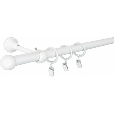 KovovégarnýžeCZ Garnýž Ballo elegance 19 mm bílá lesklá Dvouřadá, 400 cm, Kroužky s žabkou