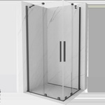 Mexen Velar Двукабинна душкабина с плъзгаща се врата 100 x 90 см, прозрачна, четкано сиво оръдие - 871-100-090-02-66 (871-100-090-02-66)