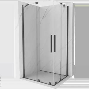 Mexen Velar Двукабинна душкабина с плъзгаща се врата 100 x 90 см, прозрачна, четкано сиво оръдие - 871-100-090-02-66 (871-100-090-02-66)