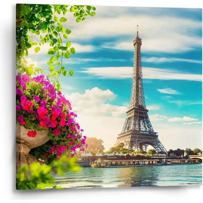 Sablio Obraz Paríž Eiffelova veža Mraky - 50x50 cm