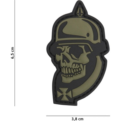 Gumová nášivka 101 Inc WW I Skull - olivová
