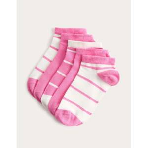 Marks & Spencer Къси чорапи Trainer Liners с ивици и високо съдържание на памук, 5 чифта в опаковка (6 малко - 7 голямо) Marks & Spencer синьо Marks & Spencer | Sin | Момичешки | 12+3+