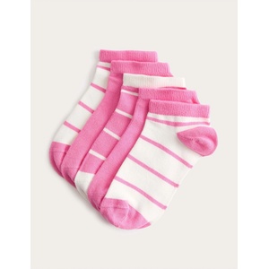 Marks & Spencer Къси чорапи Trainer Liners с ивици и високо съдържание на памук, 5 чифта в опаковка (6 малко - 7 голямо) Marks & Spencer синьо Marks & Spencer | Sin | Момичешки | 12+3+