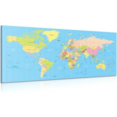 Obraz mapa na modrém pozadí - 100x50