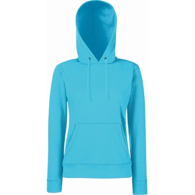 Fruit of the Loom Classic Lady-Fit Hooded Sweat COT-16203816200 modrá azurově