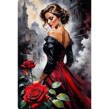Norimpex - Puzzle Diamant painting: Woman with roses in the city 30x40cm - 1 - 39 piese