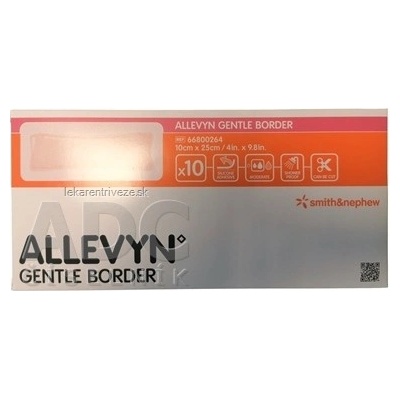 Allevyn Gentle Border Krytie Na Rany adhezívne hydrocelulárne penové krytie so silikónovým gélom, 10 x 25 cm 10 ks