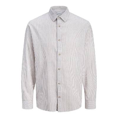 Риза с дълъг ръкав Jack & jones Esummer Linen Blend long sleeve shirt - Grey (Crockery / Stripes)
