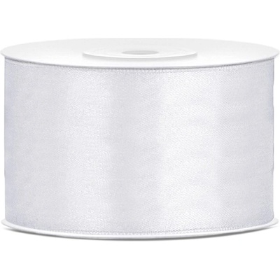 Party Deco Сатенена лента, бяла, 38 мм/25 м