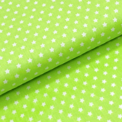 Bavlněné plátno P0606 limetkové, bílé hvězdičky, š.140