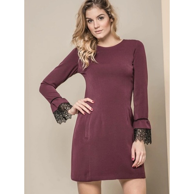 Miss City Dress With Lace At The Sleeves Purple