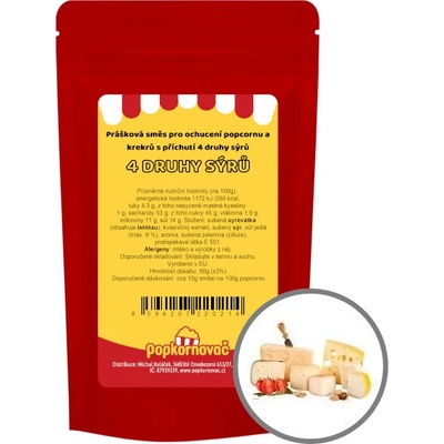 Popkornovač.cz Příchuť na popcorn 4 druhy sýrů 50 g