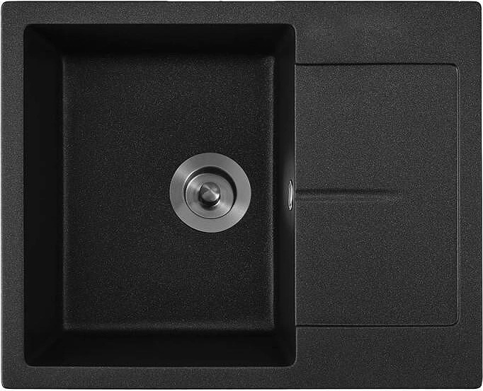 Inter Ceramic Кухненска мивка ICGS 8220 BLACK, Inter Ceramic, гранит, с плот, със сифон, 62x50см (8220BLACK)