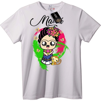 NOONEBRAND Тениска Frida Kahlo карикатура - 3XL, White