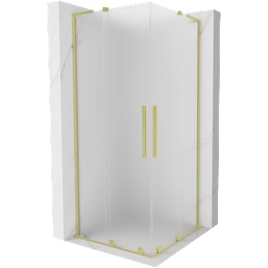 Mexen Velar L Duo плъзгаща се душ кабина 90 x 90 см, мразовит, златно четкано - 871-090-090-02-33-55 (871-090-090-02-33-55)