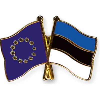 Odznak (pins) 22mm vlajka EU + Estonsko - barevný
