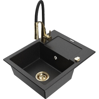 Mexen Enzo гранитна мивка с 1 отделение с оцедник и кухненски смесител Aster, (6506-73-73450-57-G)