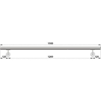 madlo 1500mm /leštená nerez /AISI304, set:2ks úchyt, madlo ø 42.4mm s ukončením