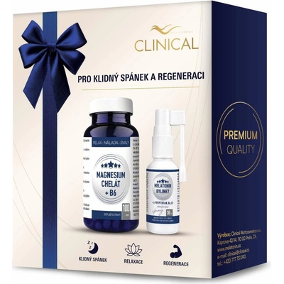 Clinical Magnesium Chelát B6 + Melatonin spray 100 tablet + 30 ml