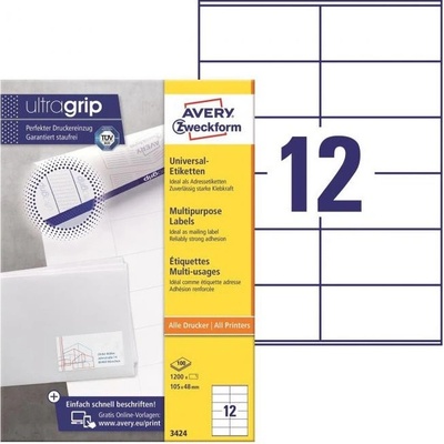 AVERY Zweckform univerzálne etikety, 105 x 48 mm - biele