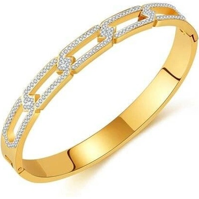 Titan Jewerly dámský oválný náramek z chirurgické oceli s krystaly zlatý GH1044s2