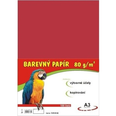 barevné papíry A3 80g 100ls červené