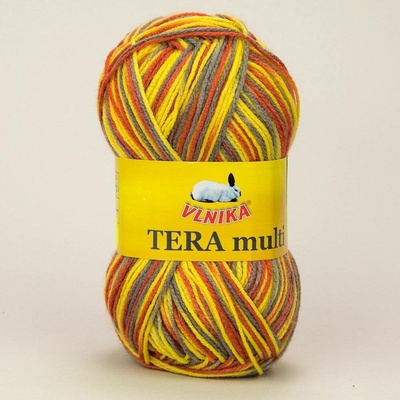 Pletací příze Vlnika TERA MULTI 824 žluto-šedá, melírovaná, 100g/300m