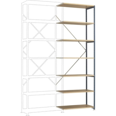 Manuflex RP1711.0001 Zásuvný policový diel Planoflex so 7 policami, (š x v x h) 97 x 3 x 40 cm, ocel, drevená podlaha, s
