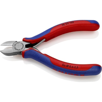 KNIPEX Клещи диагонални резачки, синьо-червена ръкохватка 125мм, с отваряща пружина, Knipex (K7622125)