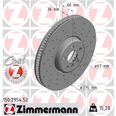 Brzdový kotúč (cena za 1ks) ZIMMERMANN 150.2954.52