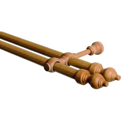 OK-GarnýžeCZ Garnýž dvouřadá 28mm jasný dub 290 cm do stěny / na tunýlek - bez kroužků